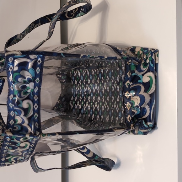 Vera Bradley Clear Large Tote Bag with Blue and Green Pattern - Picture 5 of 10
